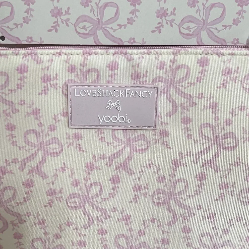 LoveShackFancy x Target Yoobi Coquette Bow Flat Zip Pencil Case with Ruffles NEW